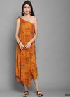 Yellow Colour Awesome New Launching Designer Real Foil Western Party Wear Cotton Full stitched one shoulder Neck One Pice Collection 103